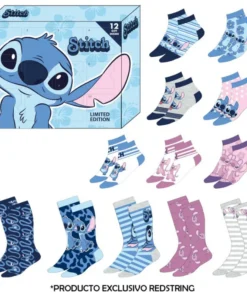 Caja regalo 12 pares calcetines Stitch talla 35/41 – ilevel. Librería, cómics y regalos